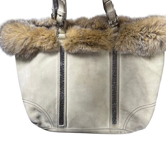 Coach Limited Edition Fox Fur Suede Tote Bag - Picture 2 of 9